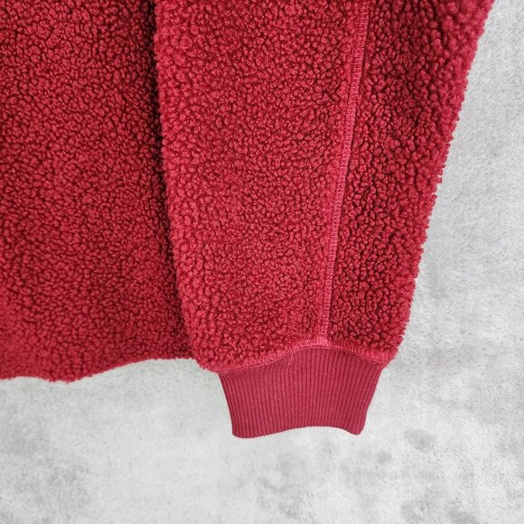 Womens Red American Eagle Sherpa Crop Sweater Crew Neck Long Sleeve Size S - Picture 4 of 11